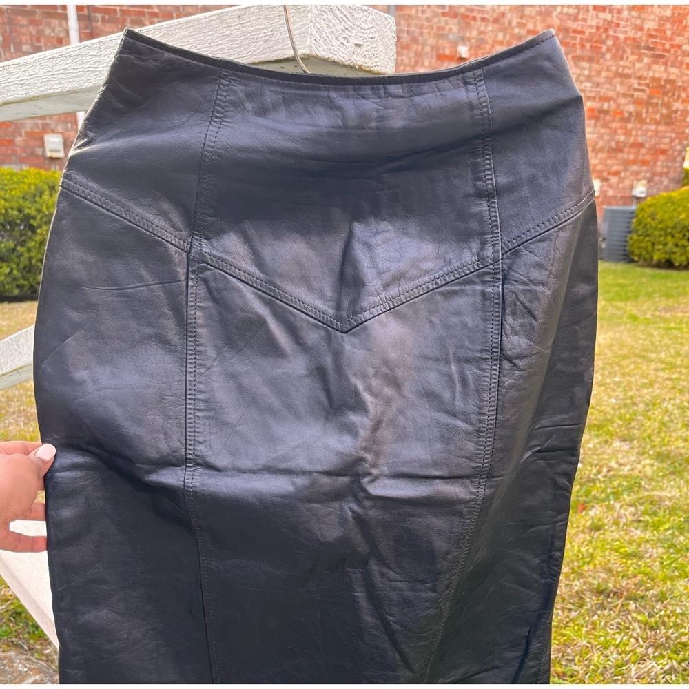 90s Vintage Genuine Leather Pencil Skirt Women’s Size 8